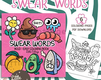 Swear Words: Bold and Easy Coloring Book for Relaxation, Funny Swear Words For Adults And Teens | PDF File Instant Download