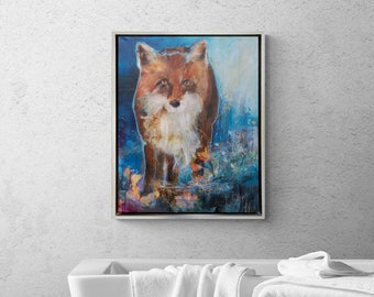 Fox Fine Art Print "Imagine what it might be like" by Jen Singh | Forest Wall Art | Nature Painting | Red Fox Painting