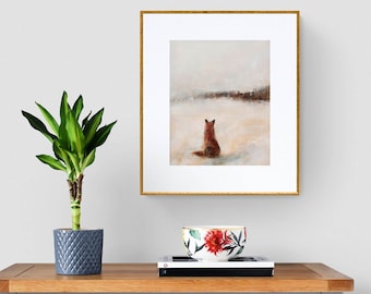 Veil of Wonder, Vertical Fine Art Print Reproduction of a Fox Painting by Jen Singh