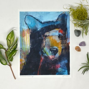 Fine Art Print Bear Painting by Jen Singh, Awareness of Clarity Wildlife Wall Decor Black Bear Colorful Animal Art image 4