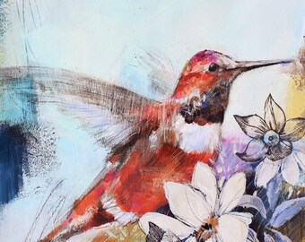 Hummingbird Fine Art Print by Jen Singh "Desire is before you" | Bird Wall Art | Botanical Wall Decor | Animal Art