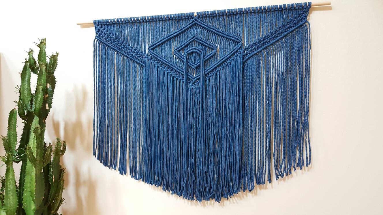 Large outdoor safe macramé wall hanging in color. Wall Etsy