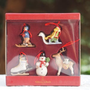 Villeroy & Boch Porcelain Christmas Nostalgic Ornaments 5 Piece Set RARE