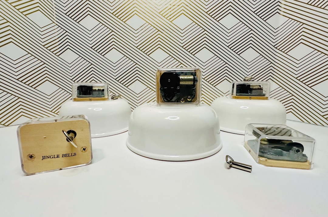 18 Note Musical Movement W/acrylic Case & Turnkey- Sankyo Cylinder ...