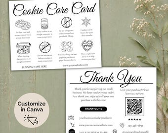 Vintage Farmhouse Cookie Care Card & Thank You Card (Canva Template Digital Download)