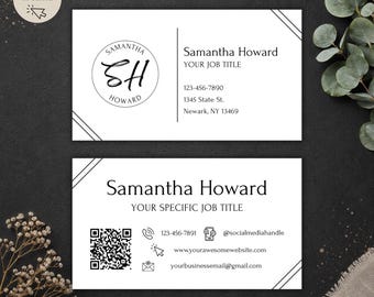 Minimalist Business Card Template - Editable Canva Design (Digital Download)