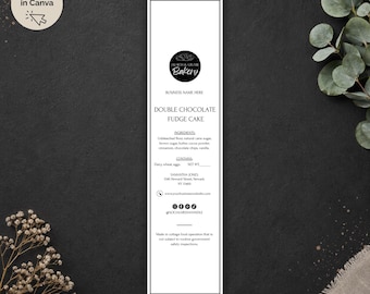 Minimalist Mini Cake Tin Label Template, Cottage Bakery Food Label (Canva Editable, Digital Download)