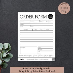 Editable Order Form Template: Sleek Minimalist Design with Drag and Drop (Digital Download)