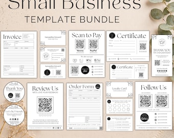 Boho Small Business Template Bundle: Scan to Pay, Review Us, Forms, Packaging (Digital Download)