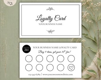 Vintage Farmhouse Loyalty Card Template, Editable Punch Card (Digital Download)