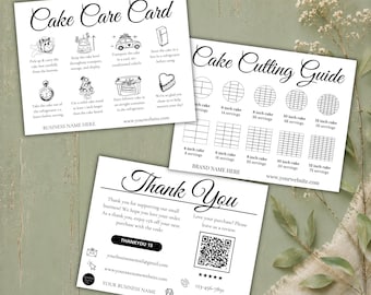 Vintage Farmhouse Cake Care Card Bundle: Editable Canva Templates (Digital Download)