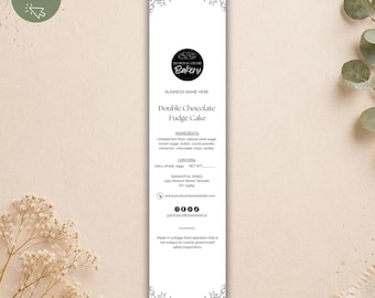 Boho Mini Cake Tin Label Template, Cottage Bakery Food Label (Canva Editable, Digital Download)