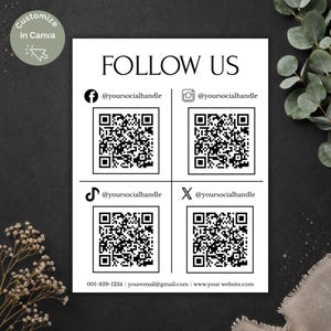 Minimalist Social Media QR Code Sign: Small Business Marketing (Digital Download)