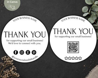 Minimalist Thank You Sticker Templates: Small Business Labels, Set of 2 (Digital Download)