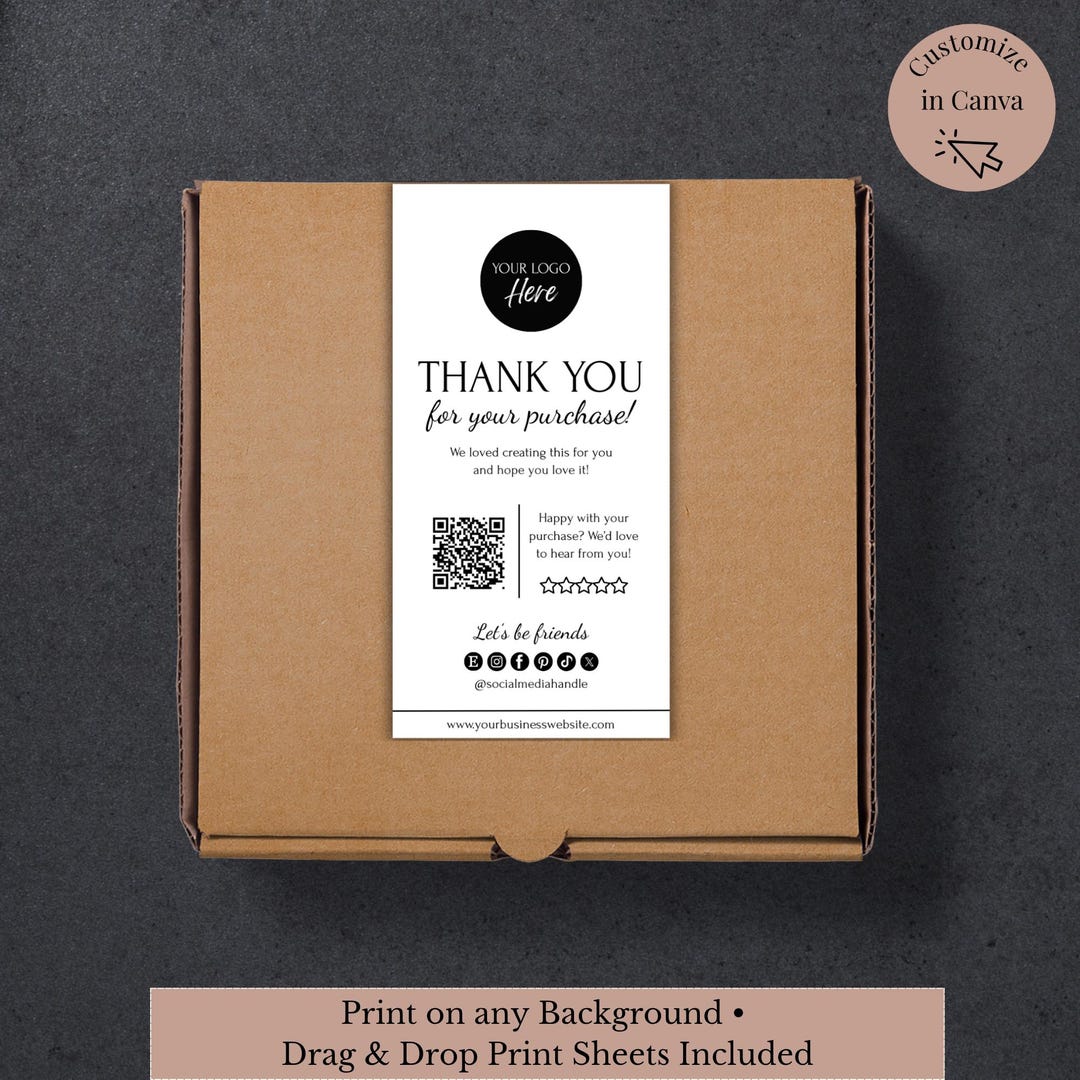 Editable Box Label Template, Custom Packaging Sticker for Small ...