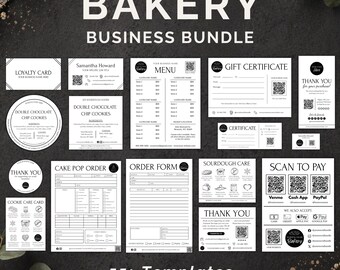 Bakery Business Template Bundle: Food Labels, Menu, Forms, Care Cards, QR Signs (Digital Download)