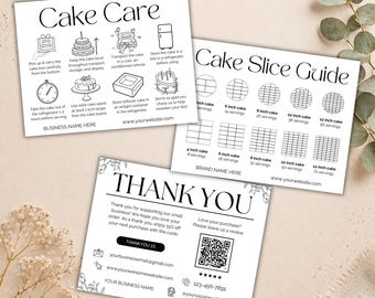 Boho-Style Cake Care Card Bundle: Editable Canva Templates (Digital Download)