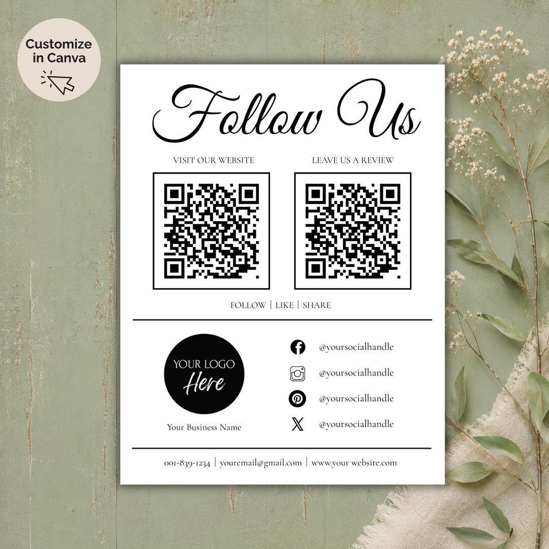 Retro Qr Code Vintage Social Media QR Code Sign Template: Drag & Drop Logo (canva ...
