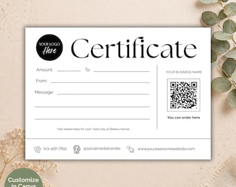Boho Gift Certificate Template, Editable Small Business Gift Voucher (Canva, Digital Download)