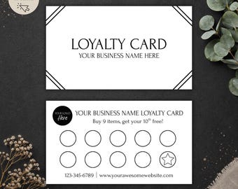 Minimalist Loyalty Punch Card Template, Editable Stamp Card for Small Businesses (Canva, Digital Download)