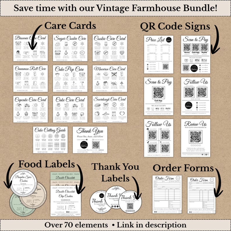 Vintage Cottage Food Label Template: Editable Circle Labels (digital ...