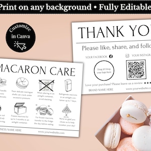 Minimalist Macaron Care Card & Thank You Card (Canva Editable, Digital Download)