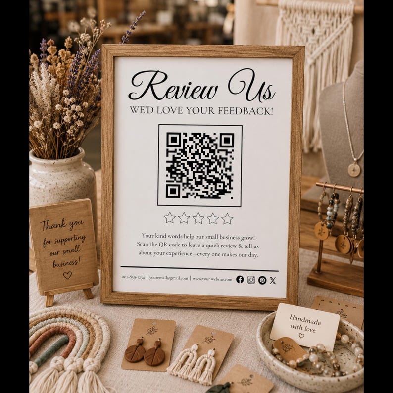 Retro Qr Code Vintage QR Code Sign Bundle: Scan to Pay, Google Review, Social Media ...
