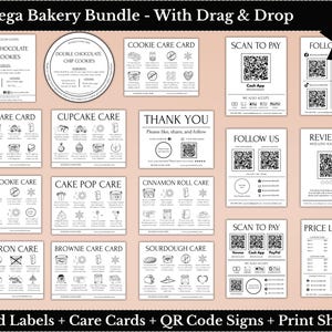 Bäckerei Business Bündel | Cottage Food Label-Vorlagen | Karten Pflege | QR-Code Zeichen-Bundle | Cottage Law Label | Saure Pflege | Zahlschild