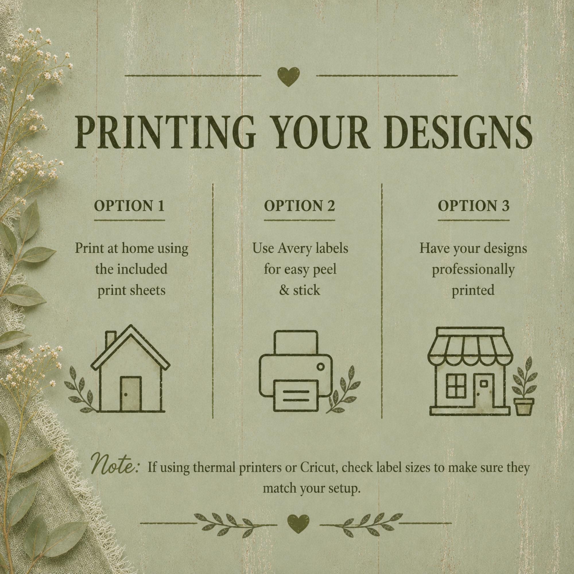 Vintage Cottage Food Label Template: Editable Circle Labels (digital ...