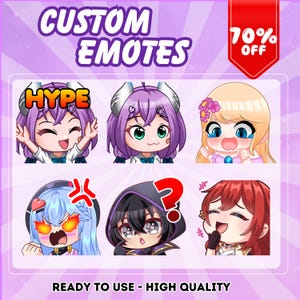 Custom Twitch Emotes Or Kick Emotes, Twitch Emote for streamer Twitch, Facebook, Discord | Cute Chibi anime style | Twitch Emotes, Anime Art