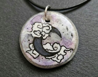 Crescent Moon Necklace, Whimsigoth Moon Pendant, Celestial Goth Jewelry