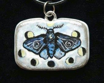 Lunar Moth Necklace – Hand Painted Whimsigoth Pendant