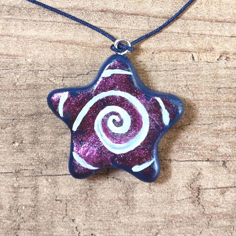 Spiral Star Necklace – Shimmering Cosmic Whimsigoth Y2K Pendant image 2