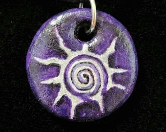 Whimsigoth Spiral Sun Necklace – Purple Goth Pendant