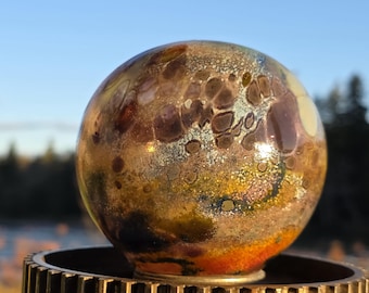 Hand Blown Glass Orb Sculpture, Abstract Garden Art, Gazing Globe