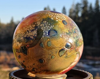 Hand Blown Glass Garden Orb, Unique Yard Art Decor