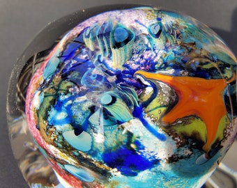Handmade Sea Life Glass Paperweight: Torchwork Ocean Sculpture