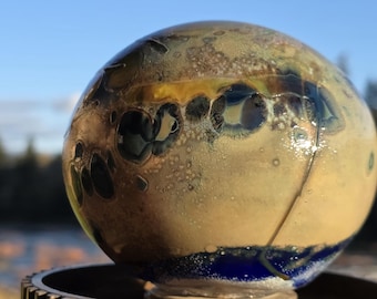 Glass balloon, unique garden art, blown glass orb, garden balls, yard art décor, decorative globe
