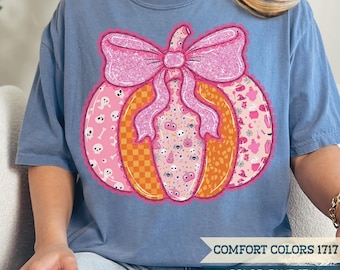 Comfort Colors® Halloween-T-Shirt, Preppy Lace Kürbis-Kokette-Shirt, Girly Kokette-T-Shirt, Halloween-Kürbis-Shirt, Spooky-Saison-T-Shirt