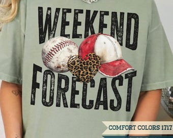 Comfort Colors® Baseball T-Shirt, Weekend Forecast Baseball Tee Shirt, Baseball Game Day, Baseball Mom Shirt