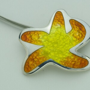 Yellow Starfish Champleve Enameled Pendant