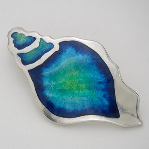 Blue Conch Champleve Enameled Pendant