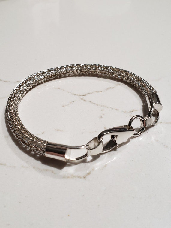 Sterling Silver Viking Knit Chain Bracelet Etsy
