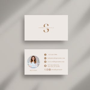 Foto Visitenkarte Minimal Business Card Template DIY Visitenkarte | Canva Business Card Template Doppelseitige Visitenkarte