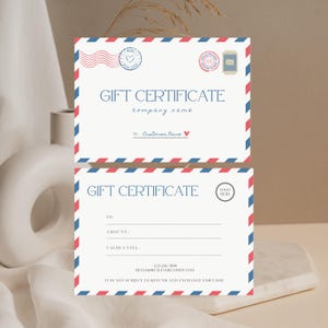 Gift Certificate Template, Mail Theme Gift Voucher, Editable Template, Modern Gift Certificate, Printable Gift Card, Business Voucher