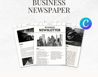 編集可能なビジネス新聞テンプレート、Canva（デジタルダウンロード）