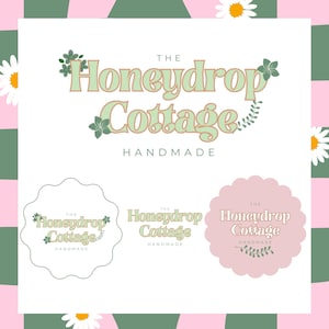 Cottagecore Logo-Design Canva Vorlage, bearbeitbares Logo im Cottagecore Aesthetic Logo-Design, Boho-Logo für kleine Unternehmen, grünes Logo-Design