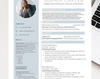 Canva Resume Template with Cover Letter, Modern CV Design (Digital Download)