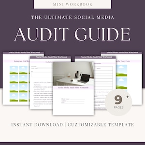 Social Media Audit Template, Client Audit for Social Media Manager, Editable Canva Template, Editable Audit, Mini Workbook, Marketing Tool