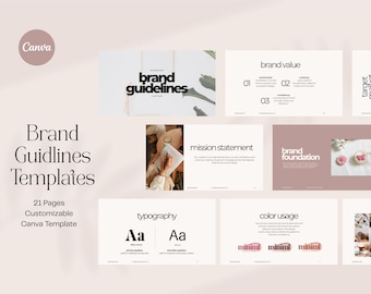 Plantilla editable de Canva para directrices de marca, manual de marca (descarga digital)